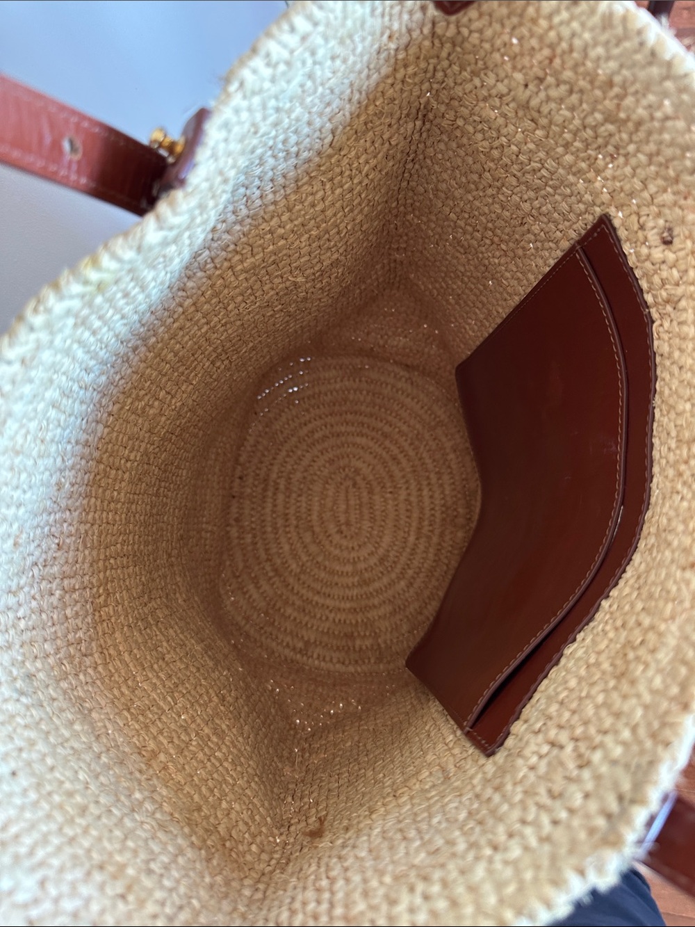 Paco Rabanne Natural Woven Tote with Brown Leather Straps - Picture 9 of 10